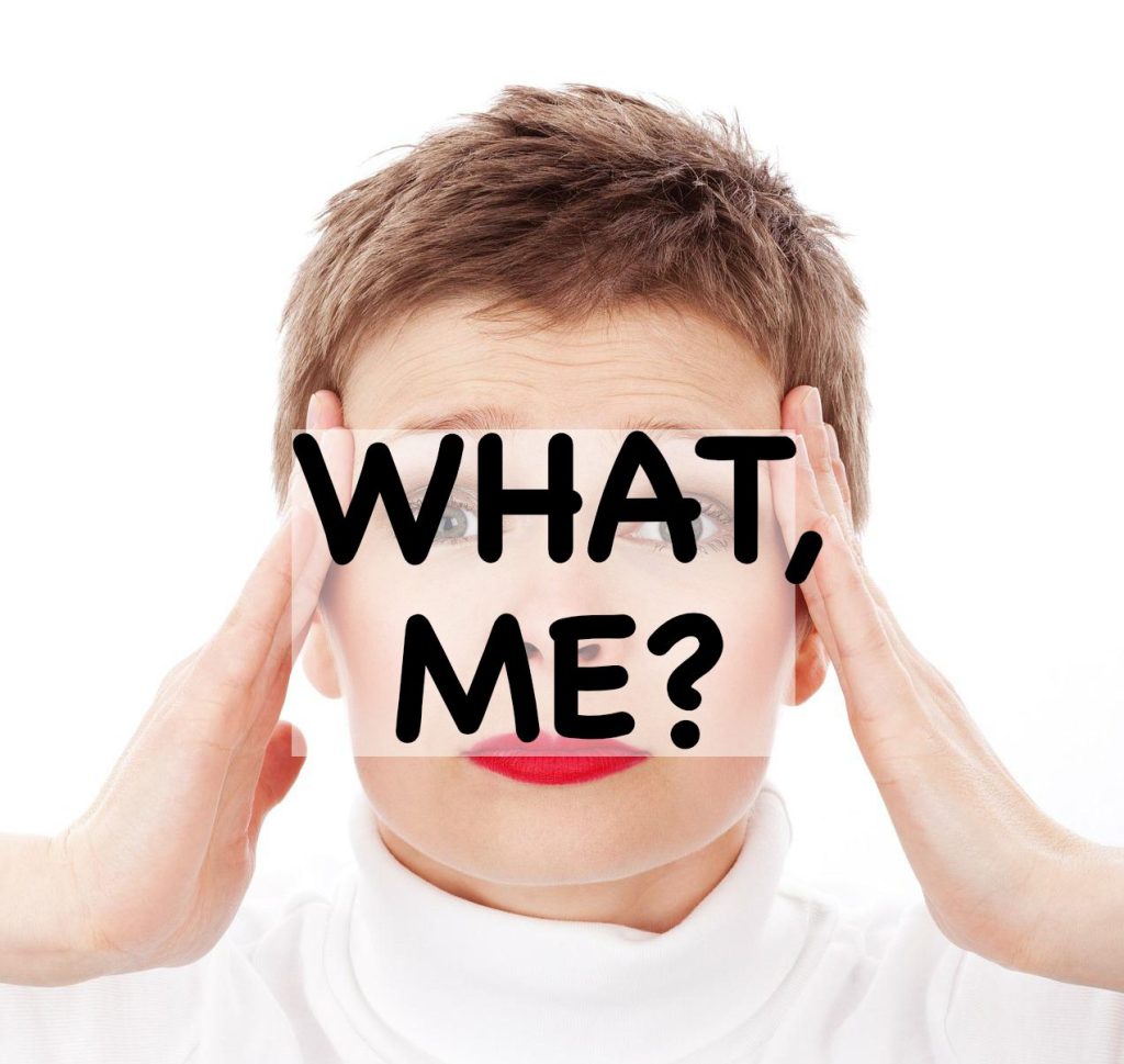 a woman with hands on cheeks and the words 'what me' over her face
